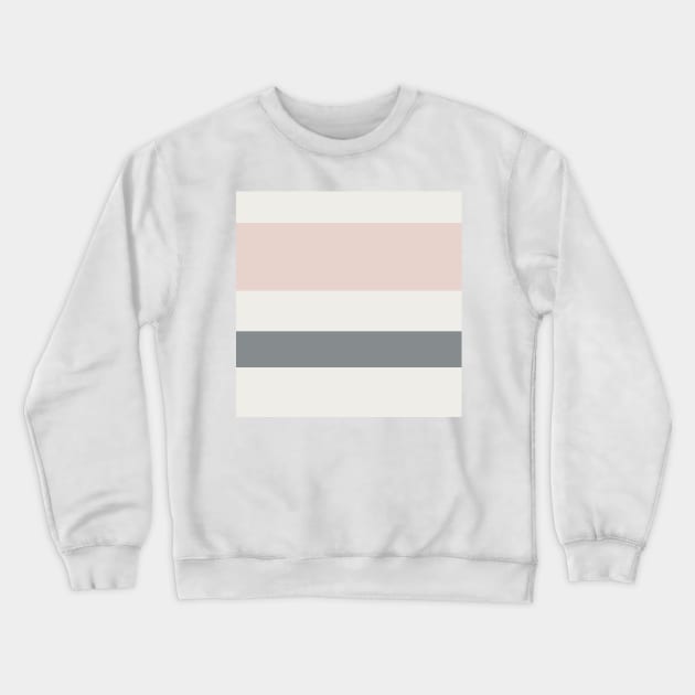 An uncommon unity of Alabaster, Grey, Gray (X11 Gray) and Light Grey stripes. Crewneck Sweatshirt by Sociable Stripes